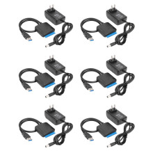 6X USB to Data Cable, 2.5/3.5 Inch USB3.0 Easy Drive Cable Hard Disk Adapter Cable(US Plug)