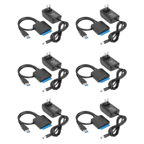 6X USB to  Data Cable, 2.5/3.5 Inch USB3.0 Easy Drive Cable  Hard Disk Adapter Cable(US Plug)