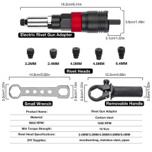 Cordless Riveting Machine Kit 2.4mm/3.2mm/4.0mm/4.8mm/6.4mm Insert Nut Riveting Tools Industrial Electric Rivet Adapter