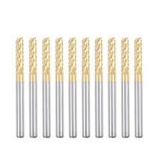 10PCS Titanium Coat Carbide End Mill Engraving Milling Cutter CNC Router Bits for PCB Machine, 1/8 Inch Shank 3Mm
