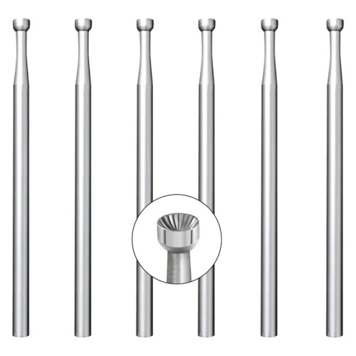 6 Peças de Rebarbas de Copo Redondo de 2,3 mm - Brocas Redondas de Fio de Haste de 3/32 Polegadas para Fabricação de Lapidação