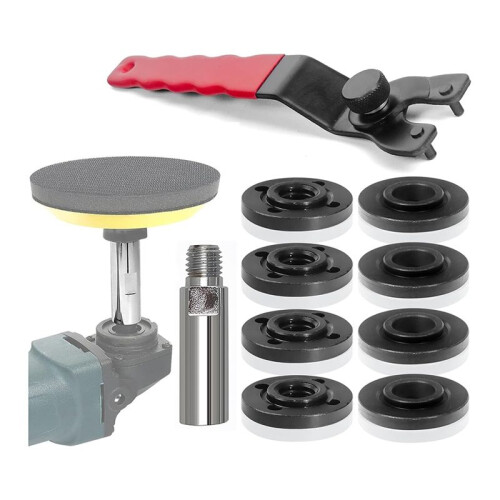 Kit de Porca de Flange de 8 Peças de 5/8 Polegadas-11, Conector de Eixo de Extensão de Rebarbadora com Chave Ajustável de Rebarbadora