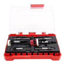 5-Delige Verzinkboorset met Lage Wrijvingsdieptestop, HSS-Taps Toelopende Boren 1/8 Inch, 9/64 Inch, 5/32 Inch, 11/64 Inch