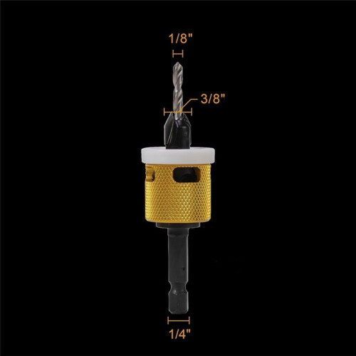 Brocas de Escareamento com Ponta de Carboneto de 1/8 X 3/8 Polegadas com Batente de Profundidade de Baixo Atrito, Broca de Escareamento com Haste 1