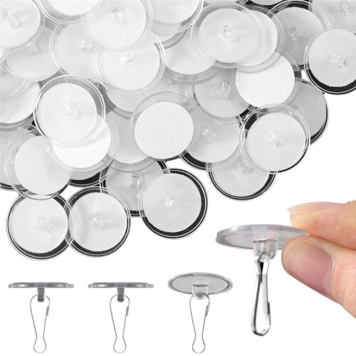 60 Pcs Self Adhesive Ceiling Hooks, Clear Sticky Hooks for Hanging, Removable Sticker Hooks, No Drill Ceiling Hook
