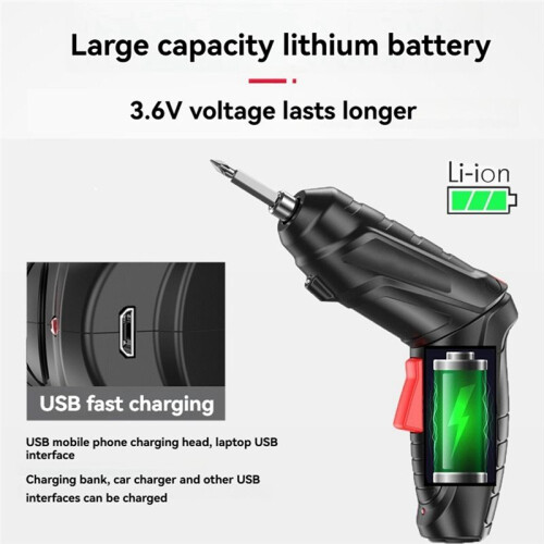 3.6V Wireless Screwdriver Kit Rechargeable Lithium Electric Hand Drill Rotatable Multi-Function Power Tools Set 1 2