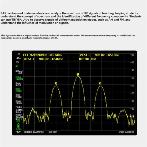 PORTXVNSA 4inch IPS LCD SA5 Multi-Function Handheld Spectrum Analyzer 100k-5.3GHz Signal Generator with Battery 2