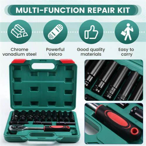 Extender Ratchet Torque Socket Hexagonal Extension Sleeve Auto Repair Hardware Toolbox Socket Wrench Set 1