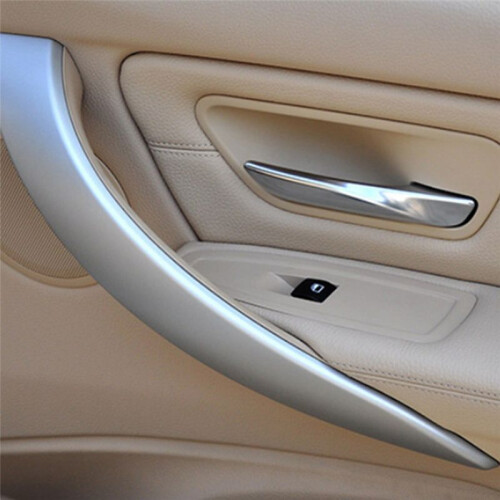 Car Inner Door Armrest Pull Handle Cover Grab Panel Outer Cover for  3 Series F35 2012-2018 Silver 1