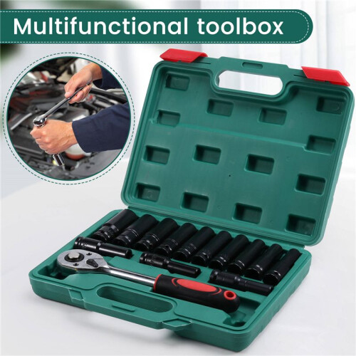 Extender Ratchet Torque Socket Hexagonal Extension Sleeve Auto Repair Hardware Toolbox Socket Wrench Set 2