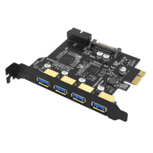 Placa de Expansão USB 3.0 PCI-e Tipo C Controlador PCI-e 1x para USB 3.0 Adaptador de Placa PCI-e de 4 Portas USB 3.0 + 1 Porta USB 3.1