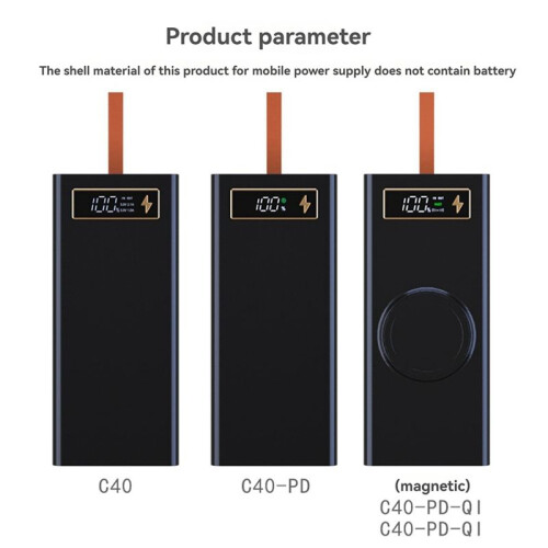 DIY Power Case Box 40x18650 Battery Pack with LED Lighting and Advanced Charging Protocols Detachable Battery Case C 1