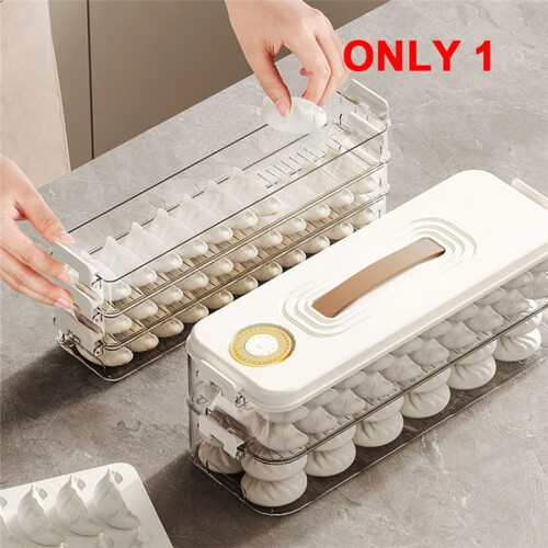 Airtight Food Storage Container-Stackable Dumpling & Cookie Carrier with Lid and Handle,Ideal for Kitchen Organization A 1