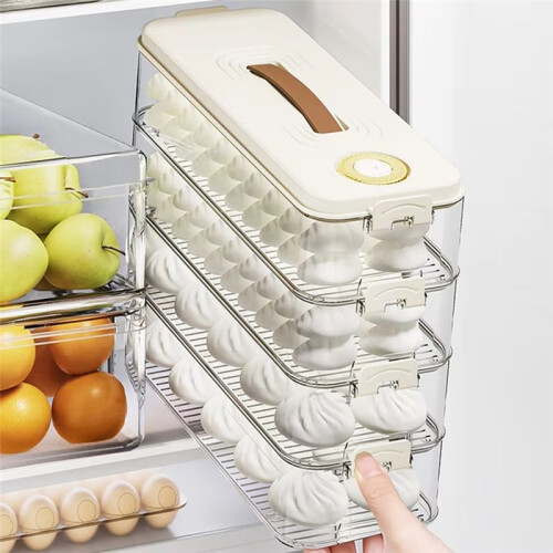 Airtight Food Storage Container-Stackable Dumpling & Cookie Carrier with Lid and Handle,Ideal for Kitchen Organization B 2