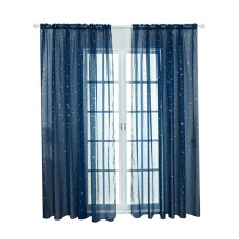 Voile Window Curtain Romantic Silver Star Foil for Girl Kids Bedroom Navy Ref: 5363
