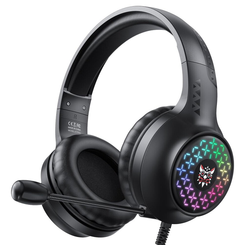 Led Gaming Headset 40Mm Driver, Noisecancelling Mic, Soft Earmuffs, Plugandplay For Pc, Ps5, Switch, 3.5Mm Jack 9347817557879