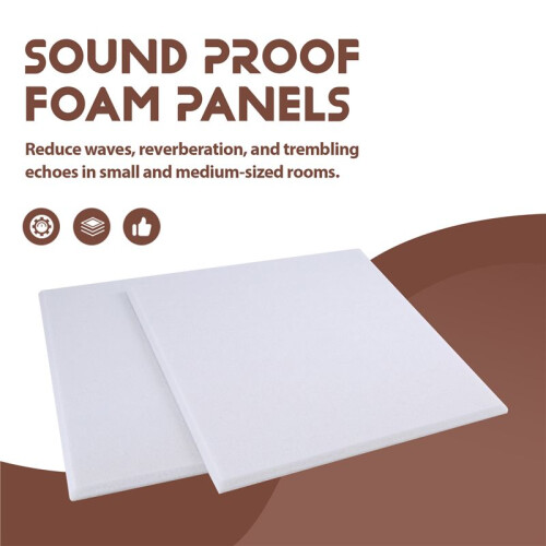 PainéIs AcúSticos Autoadesivos 12 Pack, 12 X 12 X 0,4 Polegadas Acolchoamento à Prova de Som, Painel de AbsorçãO de Som para Casa, Branco 2