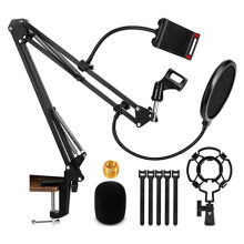 Microphone Stand,Adjustable Desk Suspension Scissor Arm Mic Boom Arm for  ,Snowball&Other Mics,Recording,Games