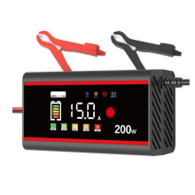 12V15A 200W Car Battery Charger Car Motorcycle Battery Charging12V LiFePO4 Lead-Acid Battery Repair LCDDisplay(EU)