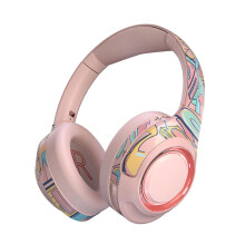 Wireless Gaming Headset OverEar Foldable With AUX In And Card Slot Colorful Breathing Light 30 Hours Playback