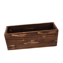 Weatherproof Wooden Planter Box Carbonized Wood Outdoor Garden Flower Pot Rectangular Design