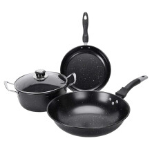 3 Piece Cast Iron Cookware Set with NonStick Medical Stone Soup Pot for Fast, Even Heating