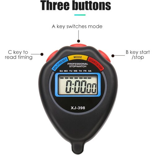 Athletic Training Timer Sports Digital Portable Handheld Timer Waterproof Timer For Running Black 2