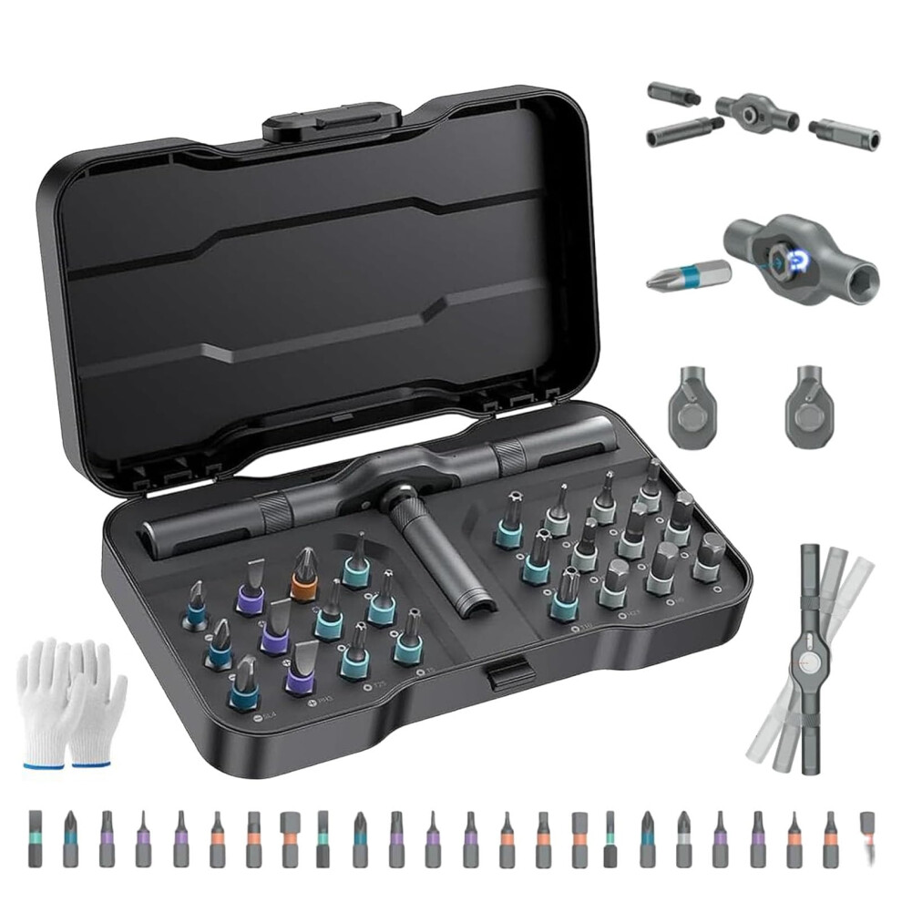 24 In 1 Magnetic Ratchet Screwdriver Set With S2 Steel Bits, Ergonomic Grip For Diy And Home 9382693177094