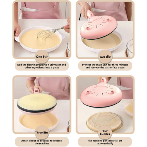 8 Inch Electric Crepe Maker with NonStick Surface, Auto Temperature Control and Long Handle 2