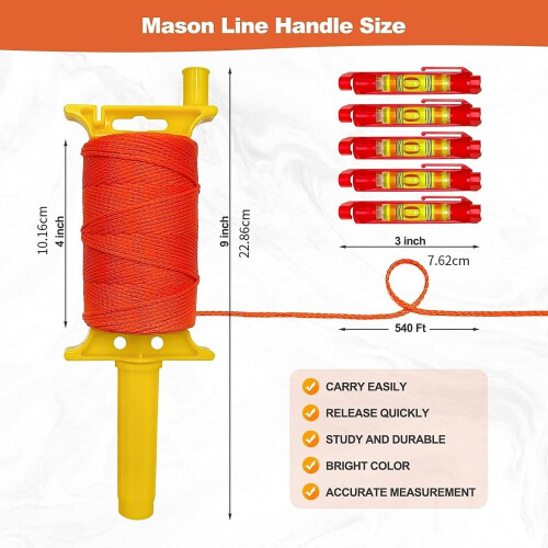 Orange Gardening Line Tool with FiveLevel Precision Measurement and Strength Nylon String 2