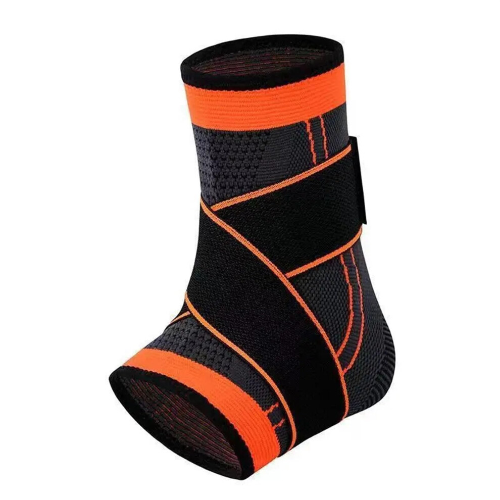 Orange Sport Ankle Brace Adjustable Ankle Support Compression Ankle Brace Running Soccer Basketball Nylon Knitted Bandage Size L 1 Pc