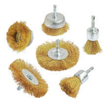 6PCS Brass Wire Wheel Brush Kit for Drill, Crimped Cup Brushes, 1/4-Inch Shank, 0.13mm Brass Wire for Machines