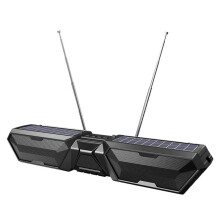 Solar -Högtalare Trådlös Stereo Dual Antenn Utomhushögtalare med Telefonladdare TF FM USB-Telefonhållare Svart