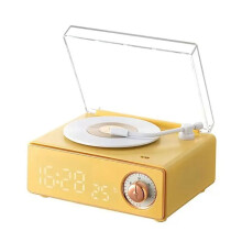 New Arrival Retro Skivspelare Väckarklocka Ljudhögtalare Uppladdningsbar Trådlös Högtalare -Högtalare Vinylfonograf