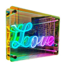 Neon Signs Lights 3D LED Tafellamp Kleurrijke Duizend Lagen Spiegel Sfeerverlichting voor ESport Verjaardagsdecoratie
