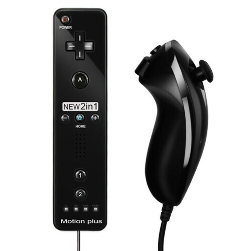 2 in 1 Remote & Nunchuck Controller Remote Controller Gamepad for   Console Joystick Joypad Black 1