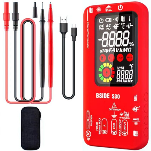 BSIDE Digitale Multimeter Infrarood Temperatuur 15V Diode LED Oplaadbaar  Multimeter DMM Rood