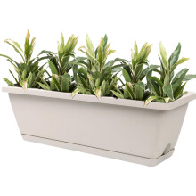 17 Inch Window Planter Box with Drainage Tray, Resin Rectangular Flower Box for Indoor Outdoor Use