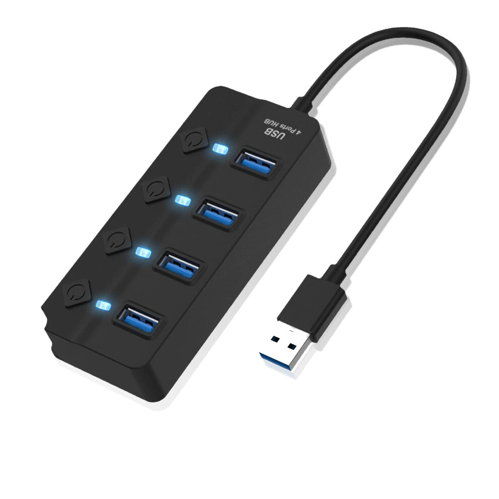 Usb 3.0 Hub 4 Port With Individual Switch, Speed Data Transfer, Led Indicator For Laptop 9187378388648