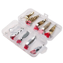 Spoons Metal Hard Spinner Baits Fishing Lure Spinner Swim Baits 10 Pcs Silver Golden Color Treble Hooks