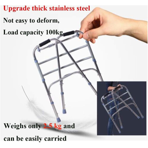 Folding Rollator Lightweight Foldable Mobility Aid For Elderly Adjustable Height 100Kg Capacity 1