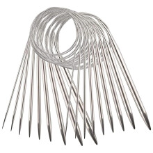 9PCS Stainless Steel Circular Knitting Needles Set 60cm Ergonomic Grip Smooth Yarn Gliding 9 Sizes