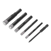 Kit di punte diamantate da 6 pezzi per piastrelle, vetro e marmo | Misure da 5 mm a 12 mm