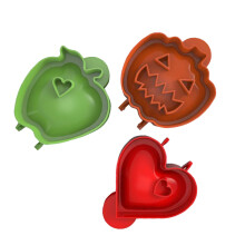Halloween Mini-Törtchen-Formset 3 Stück Kürbis, Herz, Apfelform Backförmchen