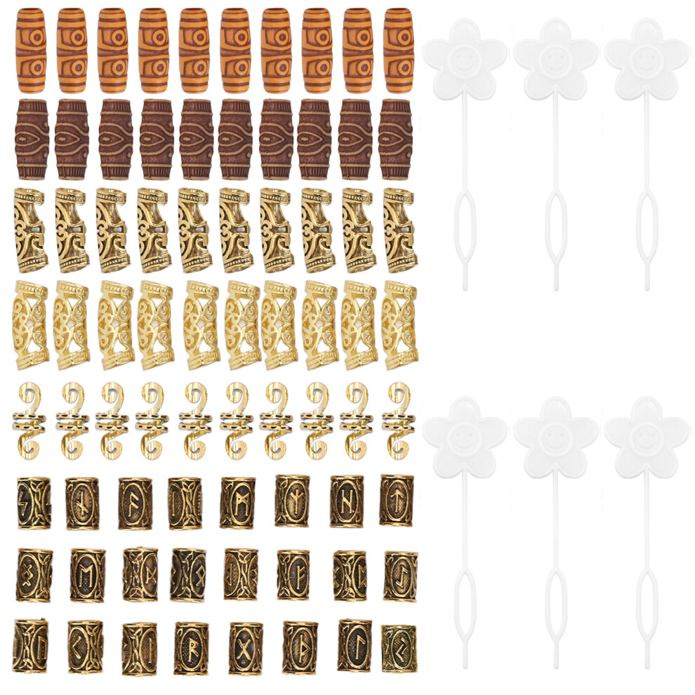 Unisex Gold Diy Hair Tube Bead Set For Men & Women, Alloy Resin Dreadlocks, Party & Wedding Accessories,