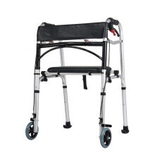 Rollator Walker With Seat Adjustable Height Folding Travel, Adult Trigger Release Mobility Aid For Elderly