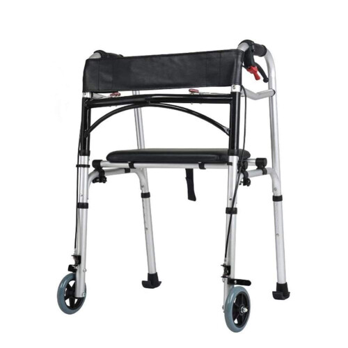 Rollator Walker With Seat Adjustable Height Folding Travel, Adult Trigger Release Mobility Aid For Elderly
