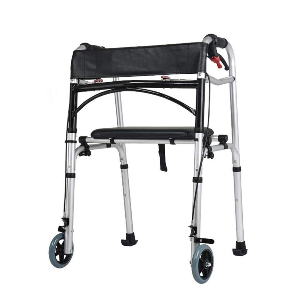 Rollator Walker With Seat Adjustable Height Folding Travel, Adult Trigger Release Mobility Aid For Elderly
