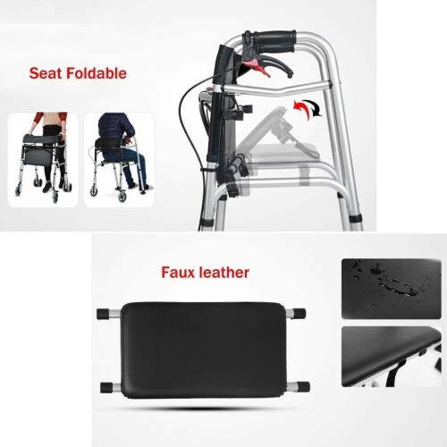 Rollator Walker With Seat Adjustable Height Folding Travel, Adult Trigger Release Mobility Aid For Elderly 1