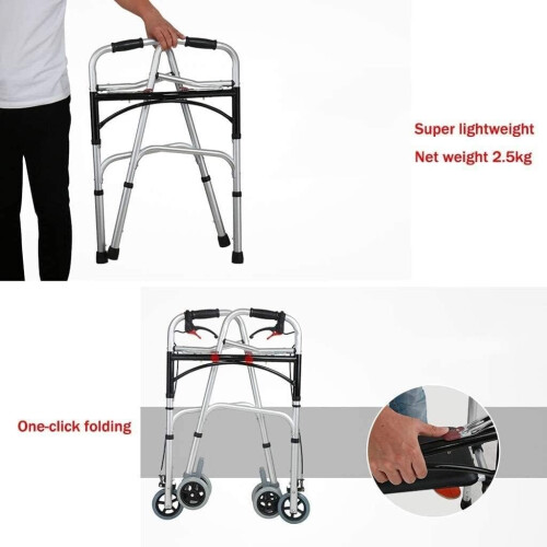 Rollator Walker With Seat Adjustable Height Folding Travel, Adult Trigger Release Mobility Aid For Elderly 2